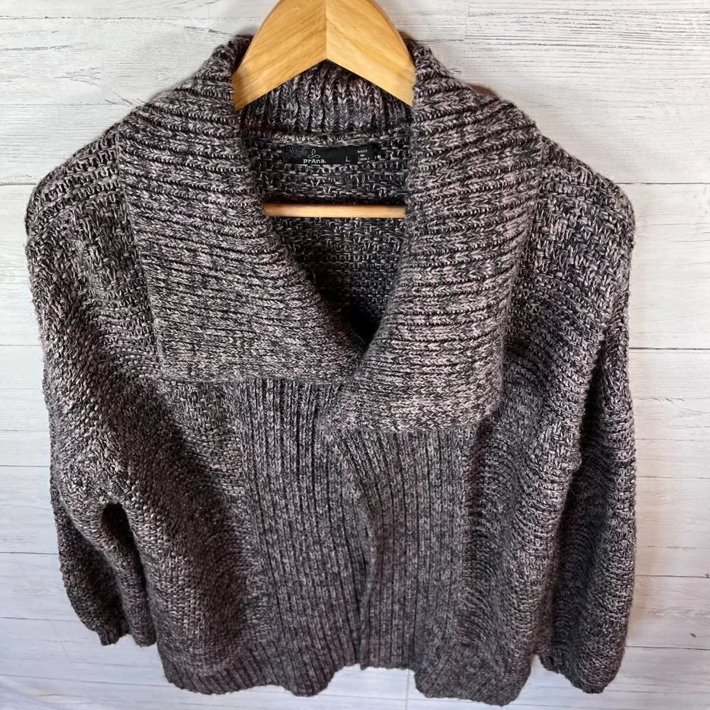 Prana Duster Cardigan Womens Size Large Magnet Grey Sukie Longline Alpaca & Wool